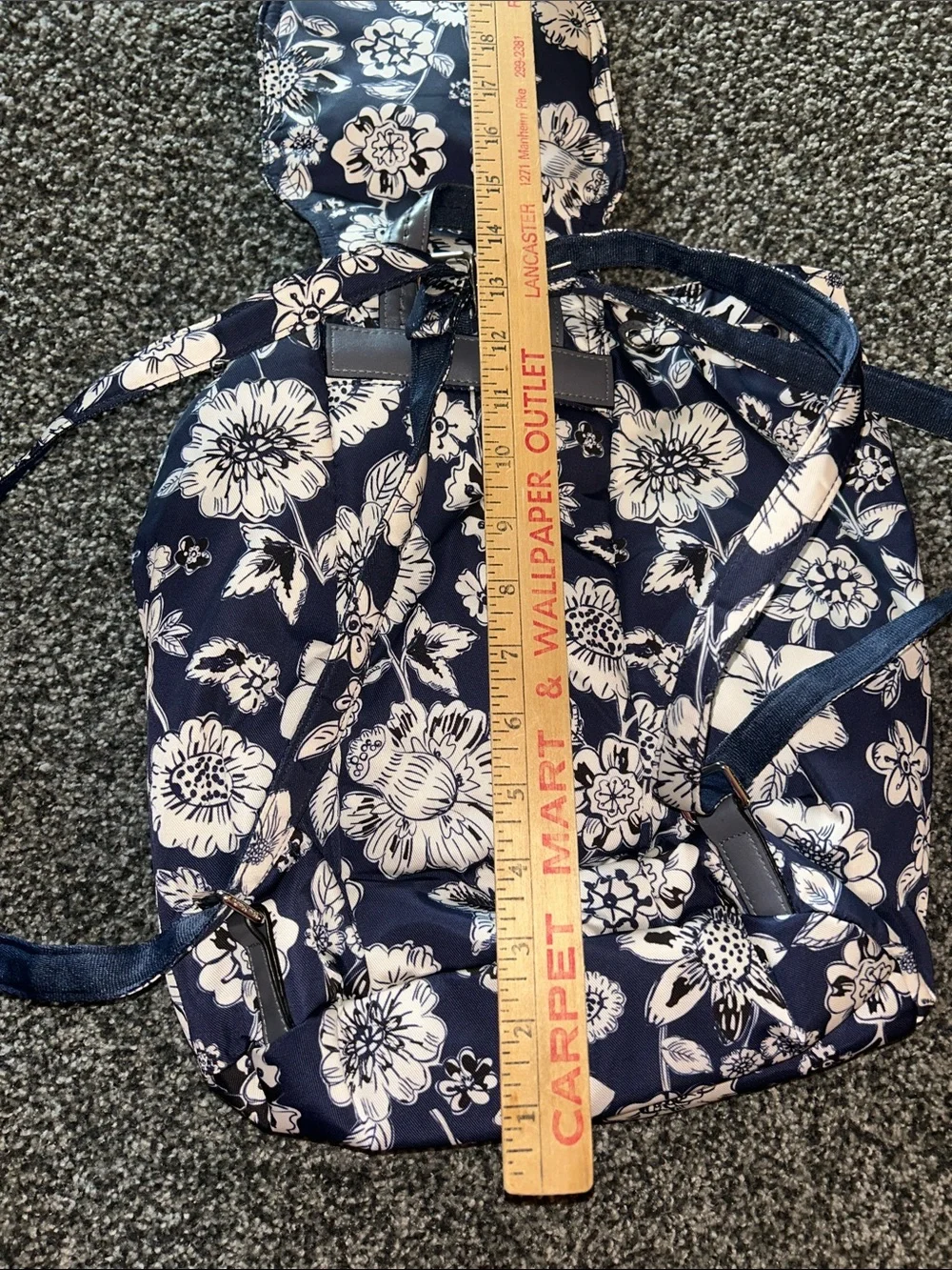 Vera Bradley Navy Floral Print Backpack with Drawstring